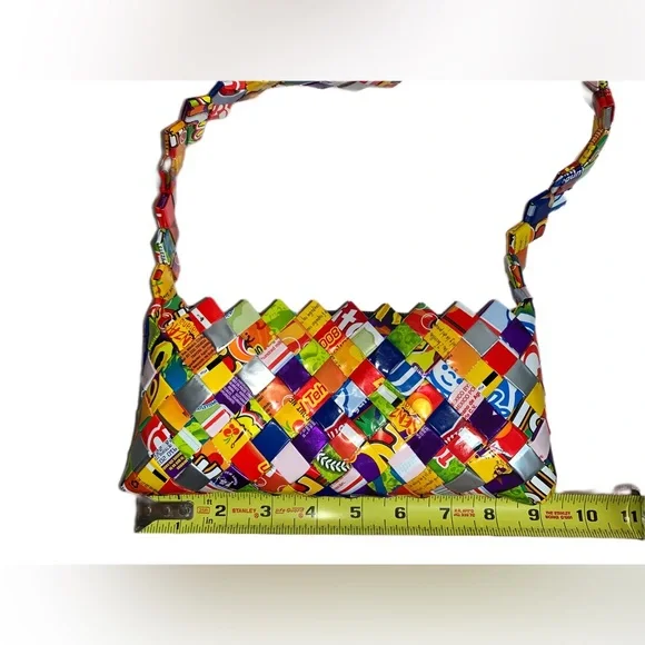 Upcycled Candy Wrapper Purse w/ Black Zipper - Picture 2 of 4